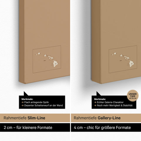 Kanada & USA Landkarte TRAVEL® Pinn-Leinwand – Treasure Gold