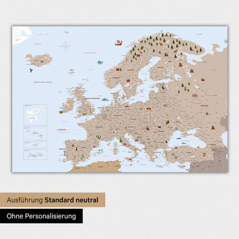Europa-Karte für Kinder Magnetboard – MINIVENTURES® Brown