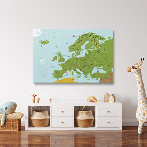 Europa-Karte für Kinder Pinn-Leinwand – MINIVENTURES® Classic