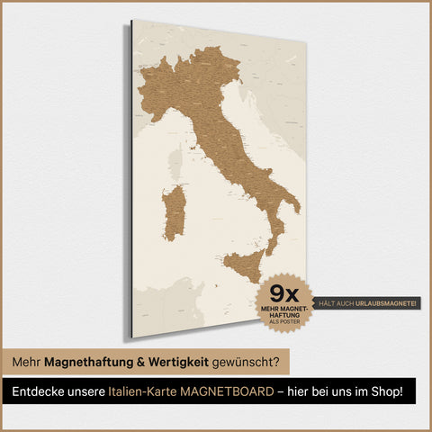 Italy Map TRAVEL® Magnetic Poster – in 21 Colors