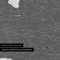 Detail einer Österreich-Karte als Pinn-Leinand in Light Gray mit Pins im Salzburger Land und Kärnten