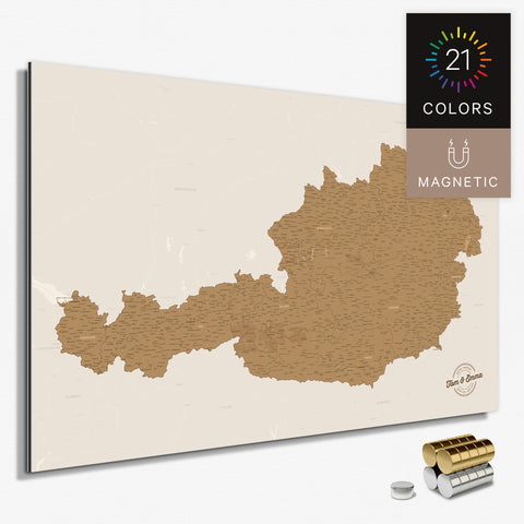 Magnetische Österreich Landkarte als massives Magnetboard zum Pinnen und Planen von Reisezielen