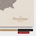 Österreich-Karte als Pinn-Leinwand in Warmgray (Braun-Grau) mit Eindruck eines Firmenlogos