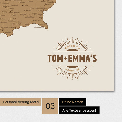 Austria Map TRAVEL® Premium Poster – in 21 colors