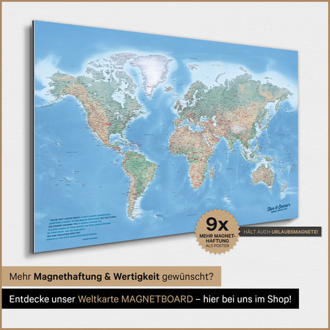 Magnetische physische Weltkarte TRAVEL® Magnetposter – Multicolor Terra