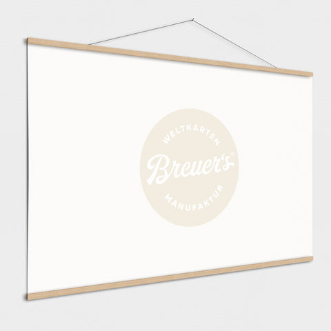 Magnetische Posterleiste aus Holz in Eiche hell, passend für unsere Weltkarten Premium Poster und Magnet-Poster