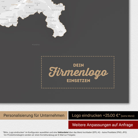 Magnetische Schweiz-Karte TRAVEL® Magnetboard – Dark Gray