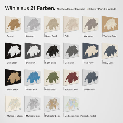 Switzerland Map TRAVEL® Magnetic Poster – in 21 Colors