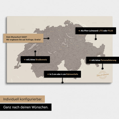 Vielfältige Konfigurationsmöglichkeiten einer Schweiz-Karte in