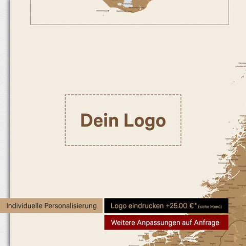 Skandinavien-Karte TRAVEL® Premium Poster – in 21 Farben