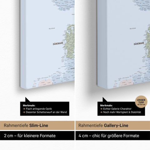 Skandinavien-Karte TRAVEL® Pinn-Leinwand – Multicolor Atlas (Politische Karte)