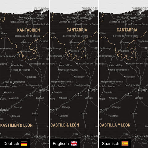 Spain & Portugal Push Pin Map TRAVEL® – Light Black