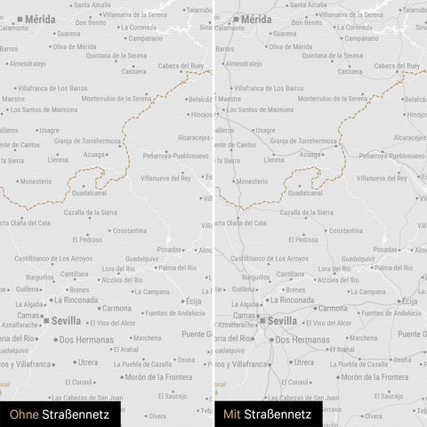 Spanien & Portugal-Karte TRAVEL® Pinn-Leinwand – Dark Black (Schwarz-Weiß)