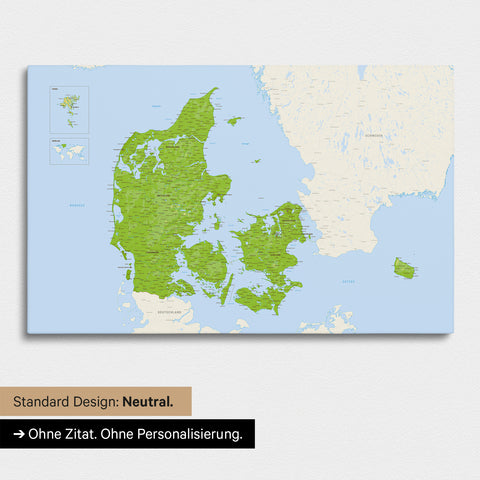 Neutral version of a topographic map of Denmark as a Push Pin Map in Multicolor Topo color