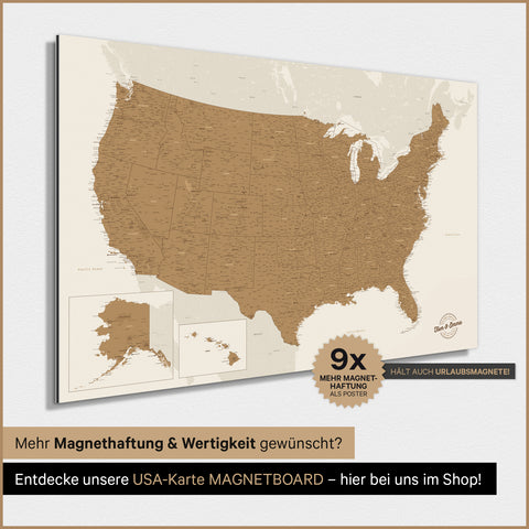 USA Map TRAVEL® Magnetic Poster – in 21 colors