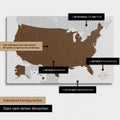 Vielfältige Konfigurationsmöglichkeiten einer USA Amerika Landkarte in Braun