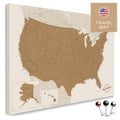 USA Amerika Karte in Bronze mit sehr hohem Detailgrad als Pinnwand Leinwand zum Pinnen und Markieren von Reisezielen kaufen