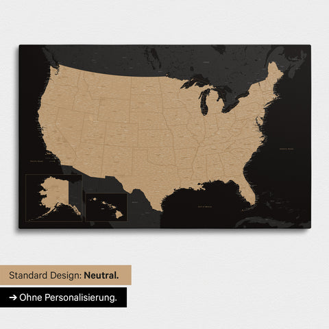 Neutral and simple version of a USA America map as a Push Pin Map in Sonar Black