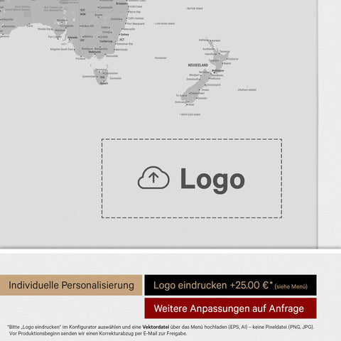 Weltkarte ANTARCTICA® Pinn-Leinwand – Coolgray (Hellgrau)