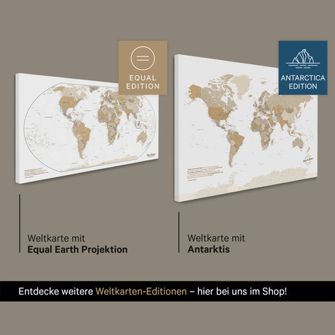 Push Pin World Map ANTARCTICA® – Multicolor Light