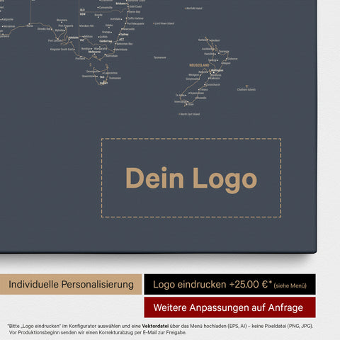 Weltkarte FINELINE® Pinn-Leinwand – Hale Navy