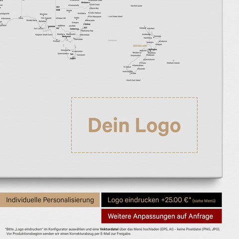 Weltkarte FINELINE® Pinn-Leinwand – Light Black