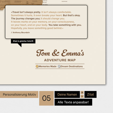 Magnetische Weltkarte TRAVEL® Magnetposter – Bronze