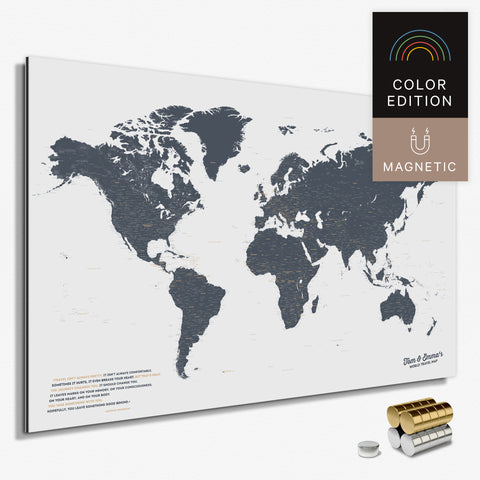 Magnetische Weltkarte in Denim Blue als Magnetboard zum Pinnen und Markieren von Reisezielen kaufen