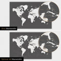 Weltkarte-Magnetboard in Dunkelgrau mit zweidimensionalen Meerestiefen