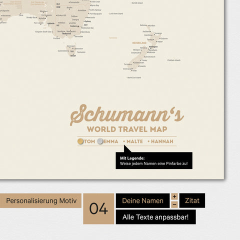 Magnetische Weltkarte TRAVEL® Magnetposter – Gold