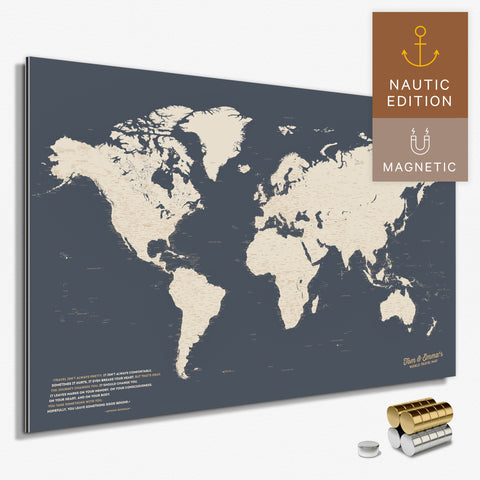 Magnetische Weltkarte in Hale Navy (Blau Gold) als Magnetboard zum Pinnen und Markieren von Reisezielen kaufen