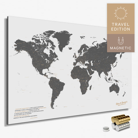 Magnetische Weltkarte in Light Gray als Magnetboard zum Pinnen und Markieren von Reisezielen kaufen