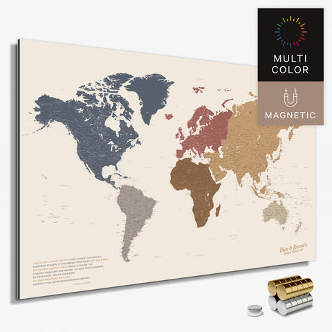 Magnetische Weltkarte in Multicolor Matt als Magnetboard zum Pinnen und Markieren von Reisezielen kaufen