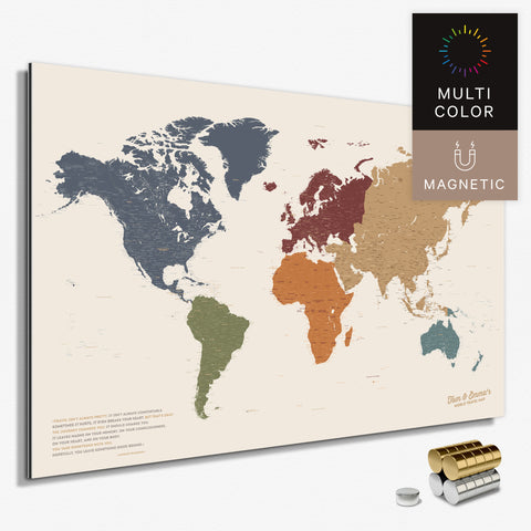 Magnetische Weltkarte in Multicolor Vivid als Magnetboard zum Pinnen und Markieren von Reisezielen kaufen