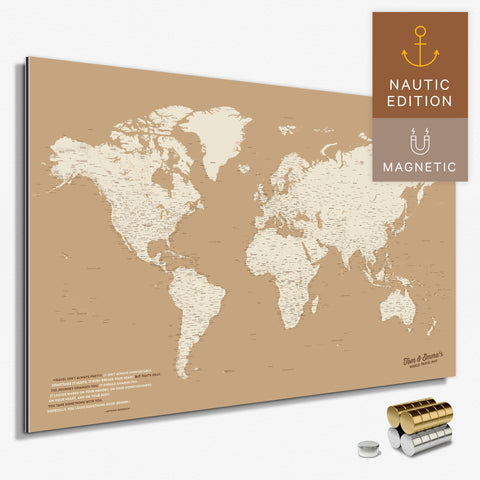 Magnetische Weltkarte in Treasure Gold als Magnetboard zum Pinnen und Markieren von Reisezielen kaufen
