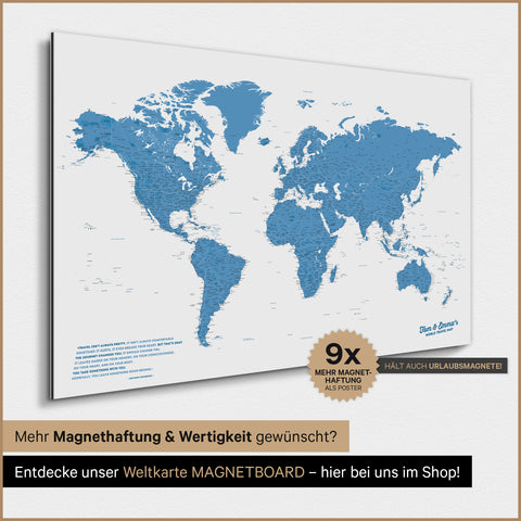 Magnetische Weltkarte TRAVEL® Magnetposter – Ocean Blue