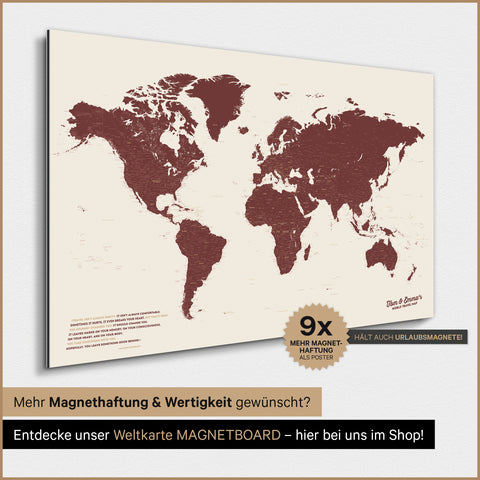 Magnetische Weltkarte TRAVEL® Magnetposter – Bordeaux Red