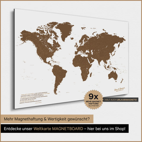 Magnetische Weltkarte TRAVEL® Magnetposter – Braun
