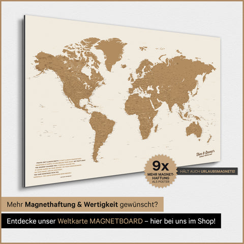 Magnetische Weltkarte TRAVEL® Magnetposter – Bronze