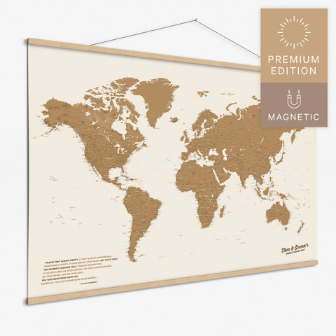 Magentische Weltkarte in Bronze als Magnet-Poster kaufen