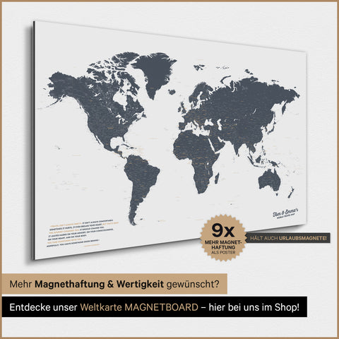 Magnetische Weltkarte TRAVEL® Magnetposter – Denim Blue