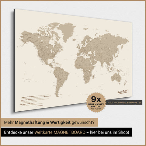 Magnetische Weltkarte TRAVEL® Magnetposter – Desert Sand (Beige)
