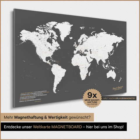Magnetische Weltkarte TRAVEL® Magnetposter – Dark Gray (Dunkelgrau)