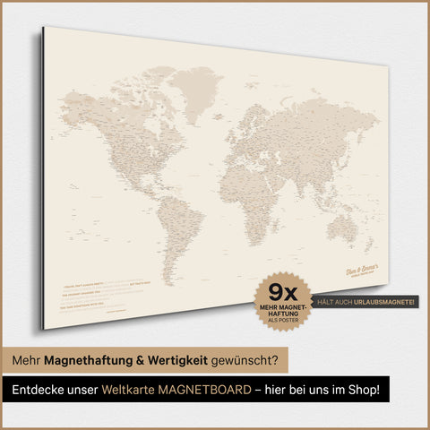 Magnetische Weltkarte TRAVEL® Magnetposter – Gold