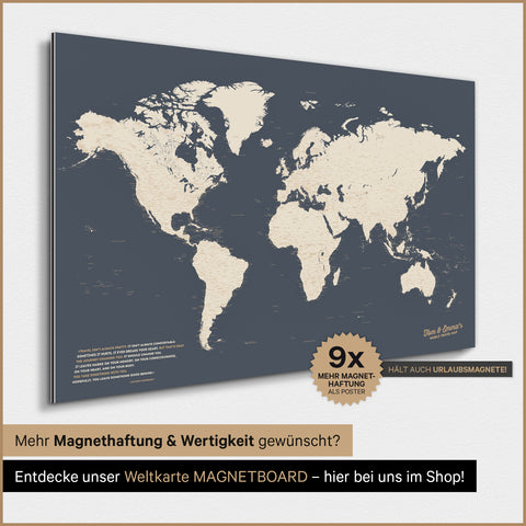 Magnetische Weltkarte TRAVEL® Magnetposter – Hale Navy (Dunkelblau-Gold)