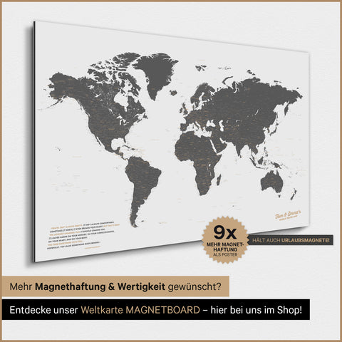 Magnetische Weltkarte TRAVEL® Magnetposter – Light Gray (Weiß-Grau)