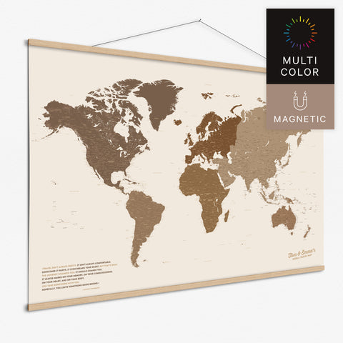 Magentische Weltkarte in Multicolor Braun als Magnet-Poster kaufen