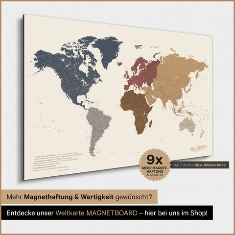 Magnetische Weltkarte TRAVEL® Magnetposter – Multicolor Matt