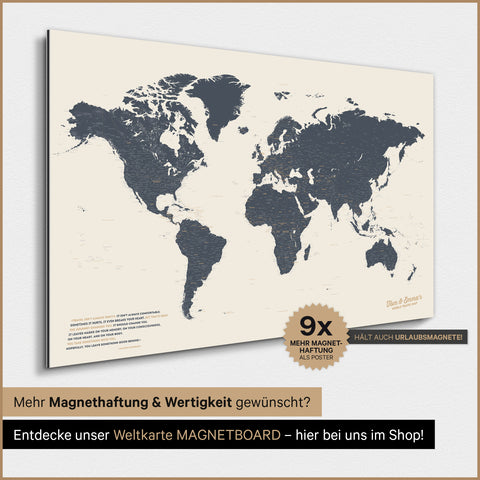 Magnetische Weltkarte TRAVEL® Magnetposter – Navy Light