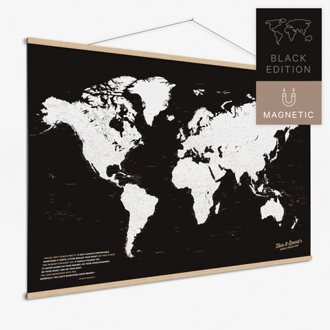 Magentische Weltkarte in Schwarz-Weiß als Magnet-Poster kaufen